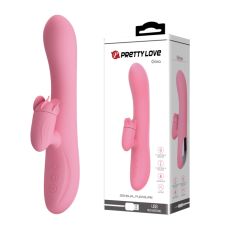 Вібратор для точки G і відростком для клітора що обертається з мовою рожевого кольору Lybaile Pretty Love Gina