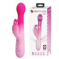 Вібратор Пульсатор-кролик 3 в 1 вібро ротація та фрикції рожевий LYBAILE PRETTY LOVE Dejon