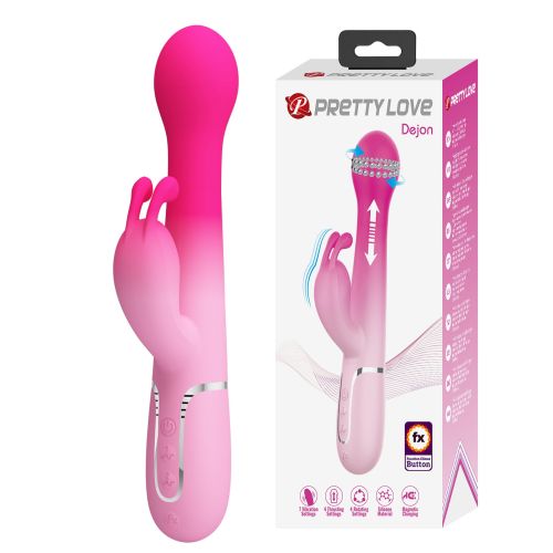 Вібратор Пульсатор-кролик 3 в 1 вібро ротація та фрикції рожевий LYBAILE PRETTY LOVE Dejon