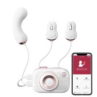 Двойной Смарт стимулятор 5-в-1 в виде фотоаппарата для клитора сосков и точки G белый BeYourLover Alberta 