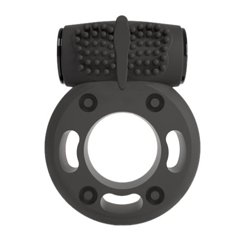 Ерекційне віброкільце на пеніс з рельєфом силіконове чорне Crushious