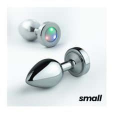 Анальний металевий затор сріблястого кольору з різнобарвним діодом Crushious