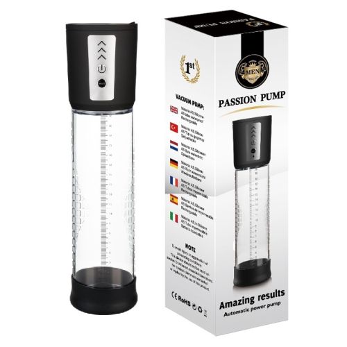 Автоматическая вакуумная помпа для увеличения пениса с размерной линейкой на поверхности прозрачного цвета CanWin Passion Pump 