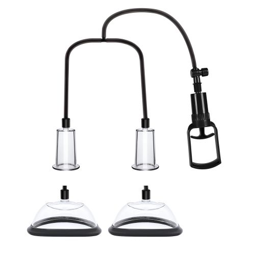 Набір для стимуляції сосків клітора та статевих губ прозоро чорного кольору CANWIN Female Pumps Set