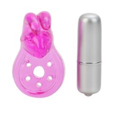 Ерекційне віброкільце рожевого кольору California еxotic novelties Micro Vibe Arouser Bunny