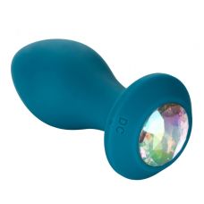 Силіконова анальна вібропробка з кристалом блакитна California Exotic