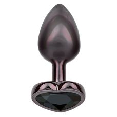 Анальная пробка с камушком в форме сердца чёрная CalExotics Diamond Heart Plug размер Small 