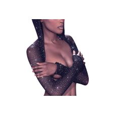 Болеро у сіточку з капюшоном зі стразами чорного кольору California Exotic Novelties