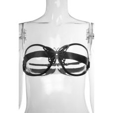 Бюстгальтер c бабочкой из натуральной кожи черный Candy Hero модель LB-1 размеры 40-42 размеры XS-S