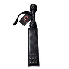 Шлепалка с шипами ручной работы БДСМ из натуральной кожи черного цвета Candy Hero