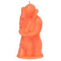 Свеча для эротических игр с воском обнимающаяся парочка оранжевого цвета LOVE FLAME Lady Orange Fluor