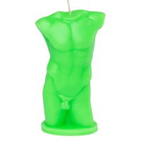 Свеча для эротических игр с воском в виде мужского торса зеленого цвета LOVE FLAME David Green Fluor