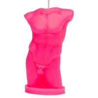 Свеча для эротических игр с воском в виде мужского торса розового цвета LOVE FLAME David Pink Fluor