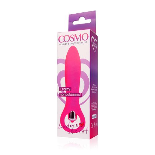 Вибратор вагинальный силиконовый с кольцом COSMO розовый  L 11,1 см D 3,1 см 