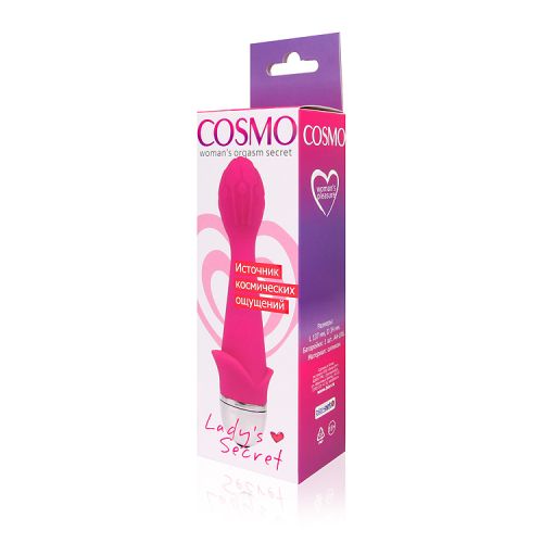 Вибратор-цветок 13,7 см/3,4 см вагинальный и для клитора COSMO 20 режимов вибрации розовый