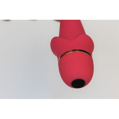 Вибратор-цветок 13,7 см/3,4 см вагинальный и для клитора COSMO 20 режимов вибрации розовый
