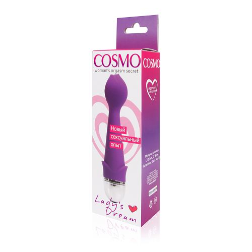 Вибратор-цветок 13 см/3,6 см вагинальный и для клитора COSMO 20 режимов вибрации фиолетовый