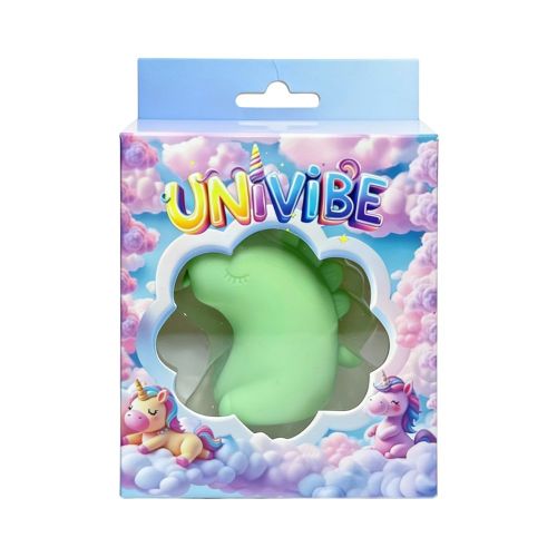 Стимулятор клитора Единорог с язычком зелёный UNIVIBE 10 режимов