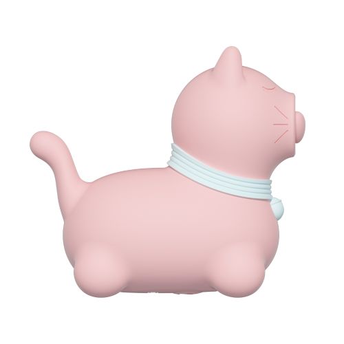 Стимулятор клітора Пульсатор у формі котика з язичком у формі серця рожевий UNIVIBE 5 режимів