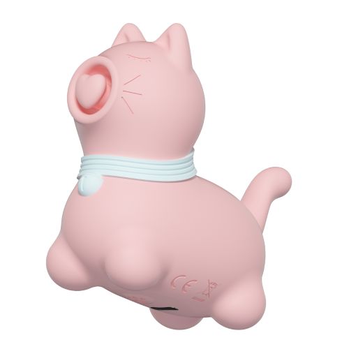 Стимулятор клітора Пульсатор у формі котика з язичком у формі серця рожевий UNIVIBE 5 режимів