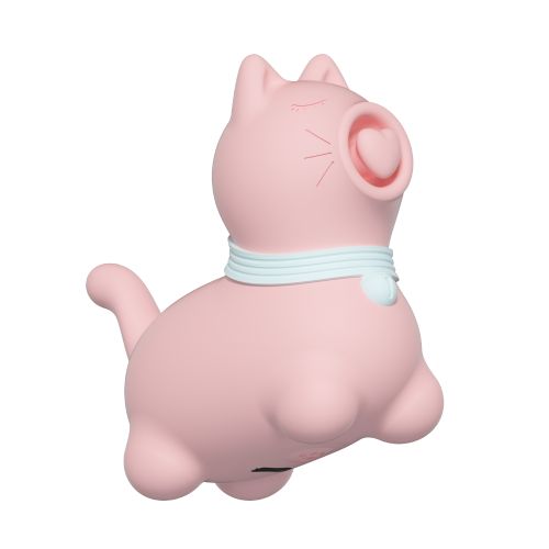 Стимулятор клітора Пульсатор у формі котика з язичком у формі серця рожевий UNIVIBE 5 режимів