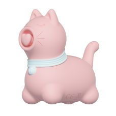 Стимулятор клітора Пульсатор у формі котика з язичком у формі серця рожевий UNIVIBE 5 режимів