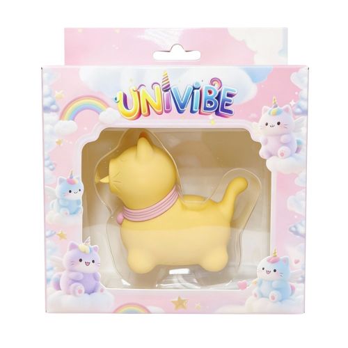 Стимулятор клітора Пульсатор у формі котика з язичком жовтий UNIVIBE 5 режимів