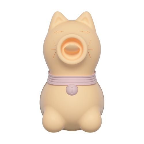 Стимулятор клітора Пульсатор у формі котика з язичком жовтий UNIVIBE 5 режимів