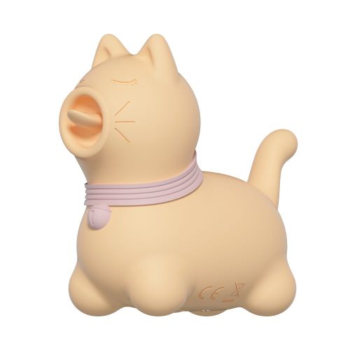 Стимулятор клітора Пульсатор у формі котика з язичком жовтий UNIVIBE 5 режимів