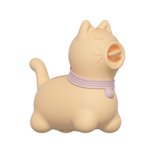 Стимулятор клітора Пульсатор у формі котика з язичком жовтий UNIVIBE 5 режимів