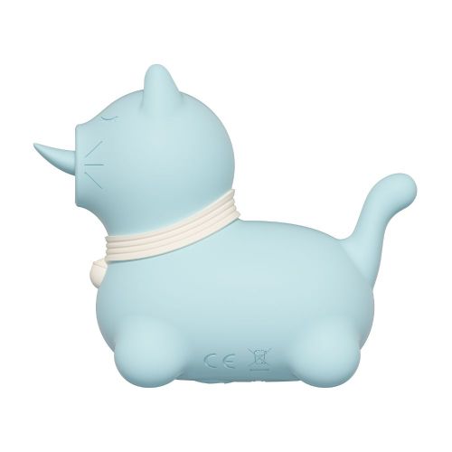 Стимулятор клітора Пульсатор у формі котика з довгим язичком, що обертається синій UNIVIBE 5 режимів