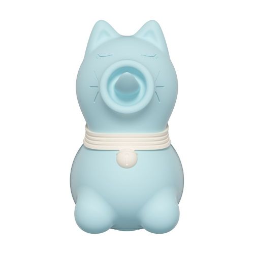 Стимулятор клітора Пульсатор у формі котика з довгим язичком, що обертається синій UNIVIBE 5 режимів