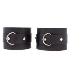 Шкіряні наручники з нікельованою пряжкою без зчіпки чорні DS Fetish