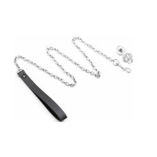 Анальная металлическая пробка с поводком и камушком серебристого цвета DS Fetish