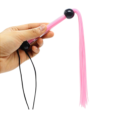 Флогер силіконовий з прозорою ручкою чорно-рожевий DS Fetish