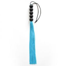 Флогер з ручкою з 5 кульок БДСМ блакитного кольору DS Fetish довжина 450 мм