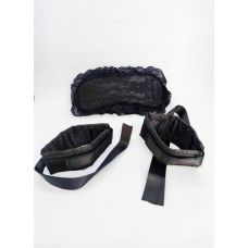 Комплект БДСМ Наручники та Еротична маска на очі чорного кольору DS Fetish Handskaff with blinfold black