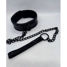 Нашийник з повідцем БДСМ чорного кольору DS Fetish Collar with leash black iron