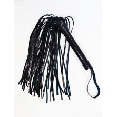 Флогер з ручкою та петлею БДСМ чорного кольору DS Fetish Flogger