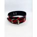 Нашийник з повідцем БДСМ зі штучної шкіри під рептилію червоно чорного кольору DS Fetish Collar black red with leash