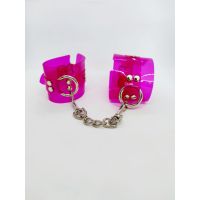 Наручиники на цепочке БДСМ фиолетового цвета DS Fetish Handcuffs transparent purple