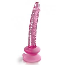 Фаллоимитатор реалистичный стеклянный на съемной присоске розового цвета Pipedream Icicles