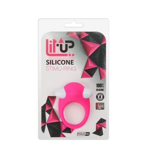 Эрекционное кольцо с вибростимуляцией клитора розовое LIT-UP SILICONE STIMU RING 6