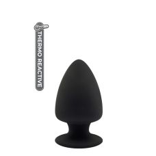 Термоактивная анальная пробка на присоске чёрная PREMIUM SILICONE PLUG S