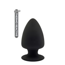 Термоактивная анальная пробка на присоске чёрная PREMIUM SILICONE PLUG M