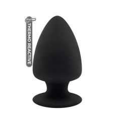 Термоактивная анальная пробка на присоске чёрная PREMIUM SILICONE PLUG L