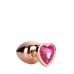 Анальная пробка золотистая с розовым камнем в виде сердечка 8,3 х 3,4 см Dream Toys Gleming Love