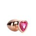 Анальная пробка золотистая с розовым камнем в виде сердечка 9,5 х 4,3 см Dream Toys Gleming Love