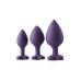 Анальні пробки фіолетового кольору з дорогоцінним камінням сріблястого кольору 3 штуки Dream Toys FLIRTS