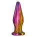 Анальная вибропробка конусная стеклянная с переливами розово желтого цвета с пультом ДУ Dream Toys GLAMOUR GLASS